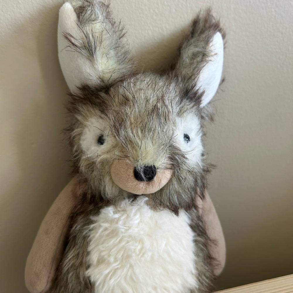 Pottery Barn Plush Bunny in Brown and Cream Faux Fur